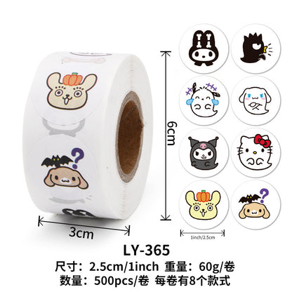 Stickers for Children Girls Cute Sanrio Sealing Stickers Student Guka Journal Material Roll Stickers Reward Teacher Use