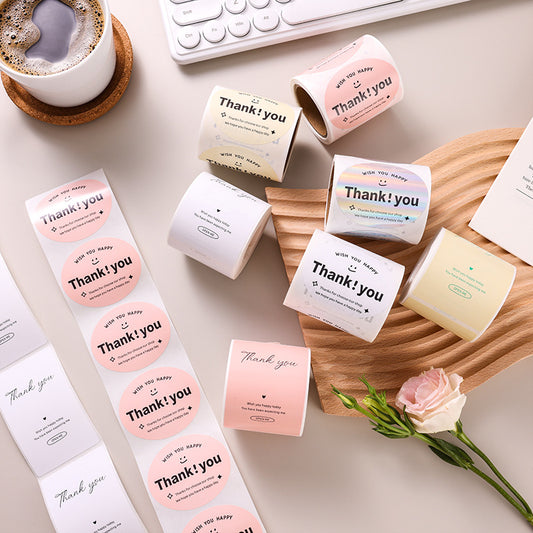 Thank You Stickers Cake Bakery Decoration Adhesive Labels Gift Packaging Sealing Stickers