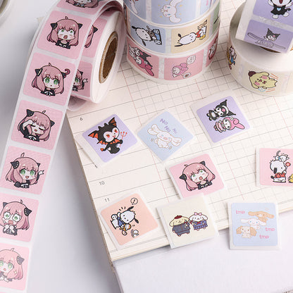 Stickers for Children Girls Cute Sanrio Sealing Stickers Student Guka Journal Material Roll Stickers Reward Teacher Use