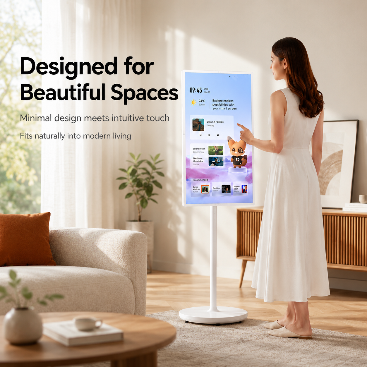 Portable 23.8 Inch Smart TV FHD 1080p Android Battery Powered Display