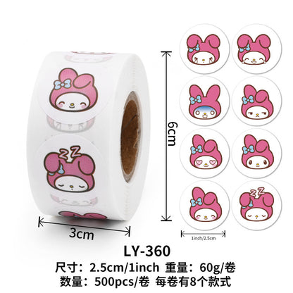 Stickers for Children Girls Cute Sanrio Sealing Stickers Student Guka Journal Material Roll Stickers Reward Teacher Use