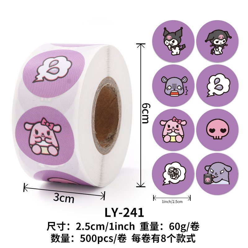 Stickers for Children Girls Cute Sanrio Sealing Stickers Student Guka Journal Material Roll Stickers Reward Teacher Use
