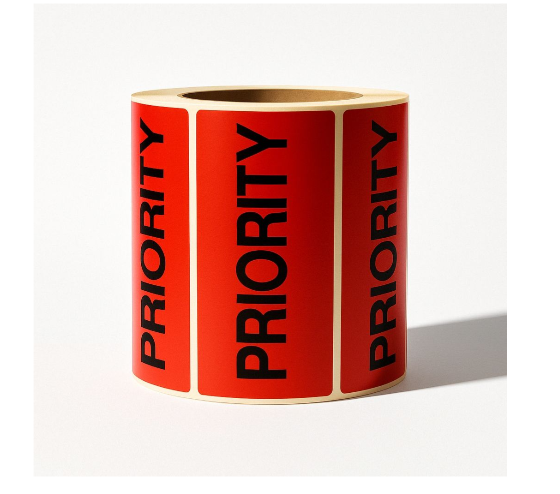 Priority Stickers - Semi-Gloss - 100x50-500PCS/Roll Adhesive Labels