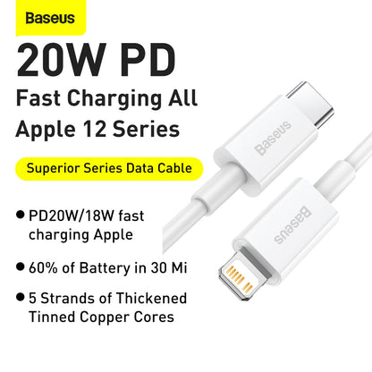 Baseus Superior Series Fast Charging Data Cable Type-C to iP PD 20W 1M